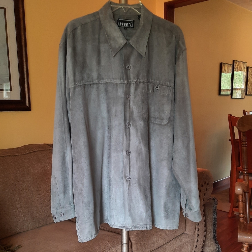 Men's Pronti Collection by Phita Gray Micro Suede Shirt